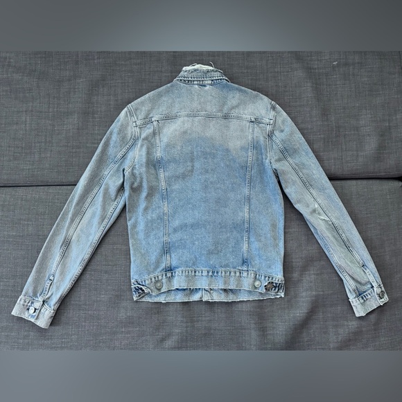 ALLSAINTS IDLE Denim Jacket SMALL New W Tags Washed indigo Blue Distressed - Picture 6 of 6